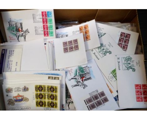 Stamps, Large box of mainly GB first day covers, many with Windsor postmarks and several with cylinder blocks and booklet pan