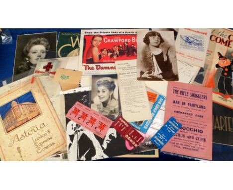 Film, 35+ items from the first half of the 20thC to include photographs, tickets, music scores, advertising, letters, match b