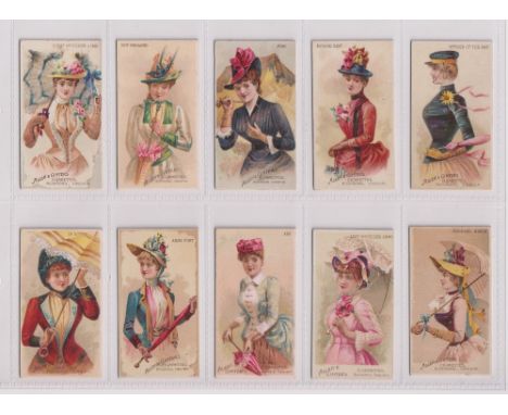 Cigarette cards, USA, Allen &amp; Ginter, Parasol Drill (set, 50 cards) (one with back checklist marked, a few with age tonin
