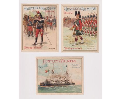 Trade cards, Huntley &amp; Palmers, Soldiers of Various Countries, 'P' size (set, 12 cards, gd/vg) &amp; Warships of Nations 
