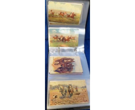 Postcards, Animals, a modern album containing approx. 70 cards depicting horses, all illustrated. Inc. Harry Payne (3), GSB (