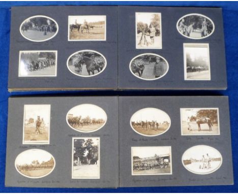 Military Photographs, 1914 dated and annotated, neatly presented in 2 albums showing scenes in Calcutta and UK. Images includ