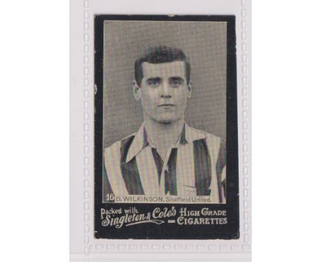 Cigarette card, Singleton &amp; Cole, Footballers, type card, no 16, Wilkinson, Sheffield United (slight edge knock, back age