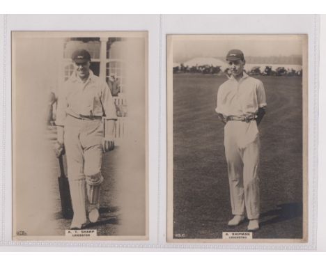 Cigarette cards, Phillips, Cricketers, Premium size, (153 x 111mm), 4 cards, Leicestershire, 114c A.T. Sharp, 115c A. Shipman