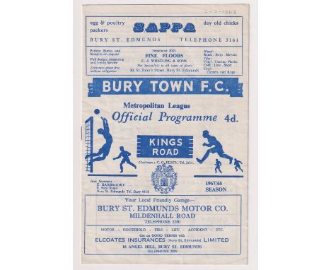 Football programme, Bury T v Tottenham Hotspur 'A,' 2 March 1968, Metropolitan League (team changes noted, gd) (1)