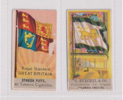 Cigarette cards, USA, two type cards, H. Mandelbaum, Flags of Nations, 'Royal Standard, Great Britain' (small scuff to front,