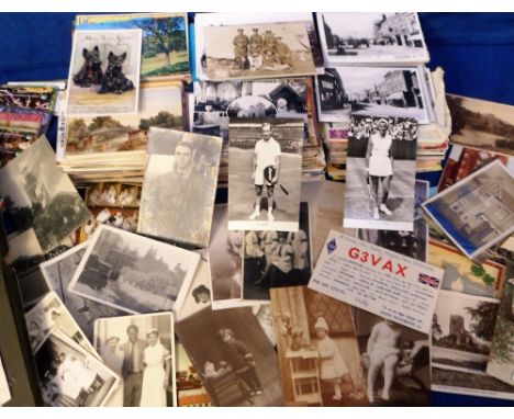 Postcards, a box of 700+ modern cards, mostly views, adverts, club cards, fair promotions and a few vintage greetings. Also a