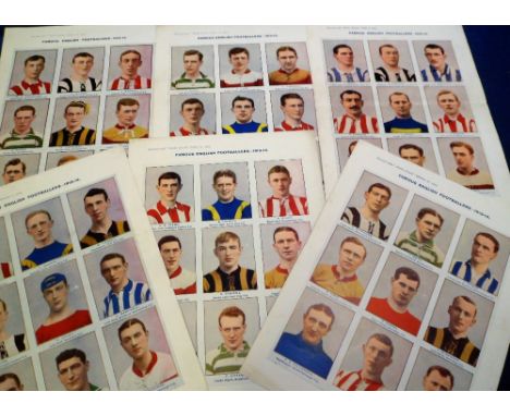Trade issue, Weekly Record, Famous English Footballers 1913-14, set of six large colour paper supplements, issued 27 Sept to 