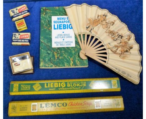 Trade Advertising, Liebig, selection of advertising items, a boxed advertising lighter with small enamelled Liebig logo in re