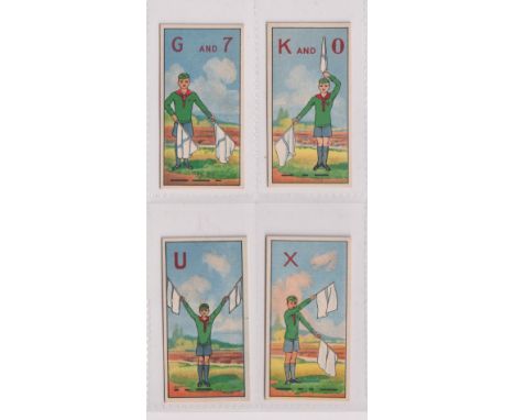 Trade cards, Clarnico, Wolf Cubs Signalling, 4 cards, G, K, U &amp; X (gd) (4)