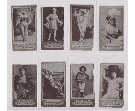 Cigarette cards,  Churchman's, Actresses, Unicoloured, (Blue printing, plain back), (8 cards), Ruby Langwin, Hettie Lawrence,