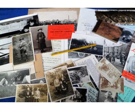 Scouting and Guiding, 35 items of ephemera to include photographs (camps, jamborees and meetings), postcards, tickets, letter