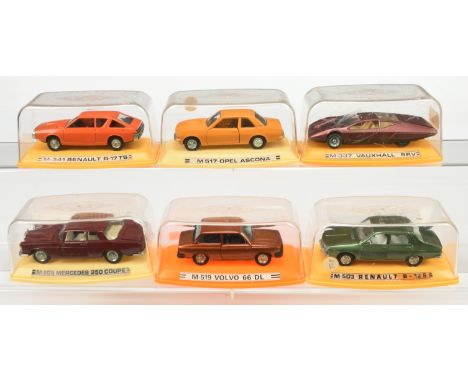 Pilen group of (made in Spain) cars - Including (1) M.519 Volvo 66DL; (2) M.503 Renault R-12S; (3) M517. Opel Ascona plus oth