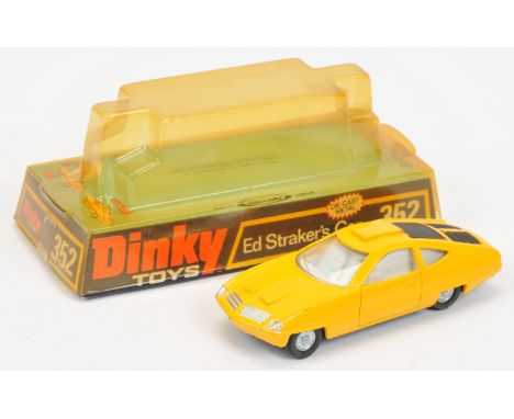 Dinky 352 - "Ed Straker's" Car - yellow body, white interior, black engine covers, cast hubs - Good Plus still a nice bright 