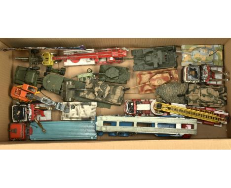Corgi group of unboxed military and construction models - Including (1) Corgi Major Toys Snorkel Fire Engine patent No.904585