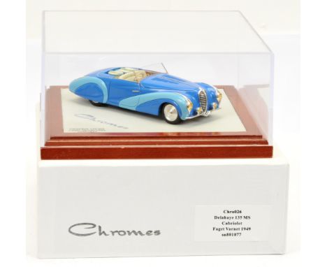 Hand-built Chromes&nbsp; (France), Chro026 Delahaye 135 MS Cabriolet Faget Varnet 1949 sn801077 - dark and light blue - Mint 
