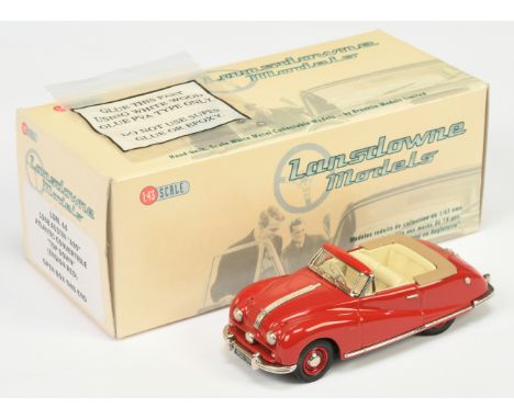 Lansdowne LDM44 1948 Austin A90 Atlantic Convertible Top-down - red, cream interior, light brown tonneau - Mint (signs are in
