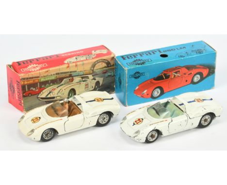 Mercury pair of Ferrari Cars - (1) 250 Le Mans - white (engine cover is loose); (2) 58 Ferrari Sebring - white, brown interio