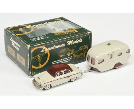 Lansdowne LDM12X, 17X Westminster and Caravan Set - LDM12X 1958 Austin A105 Westminster, light grey/dark maroon with matching