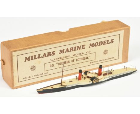 Millars Marine Models - 1 inch=50 feet scale Metal Waterline Model of P.S. "Duchess of Rothesay" - Good (has loose part) with