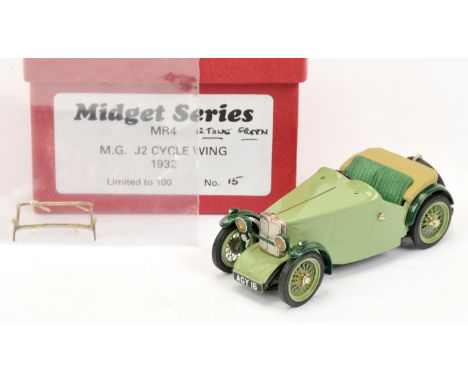 Midget Series MR4 1932 MG J2 Cycle Wing - 2/tone green, Ltd, No.13 - Near to Mint in Near to Mint box ( windscreen is in a cl