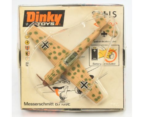 Dinky 726 Messerschmitt BF109E - finished in camouflage tan, green, light blue base - battery-operated issue - Excellent Plus