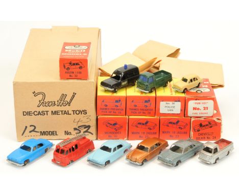 Fun Ho midget scale group of models - Including (1) Thames Freighter Pick up Fire engine No. 26; (2) Mercedes No.45 made in N