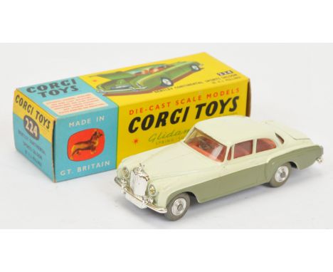 Corgi 224 Bentley Continental Sports Saloon - two-tone pale cream, light metallic green, red interior, chrome trim and spun h