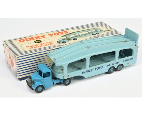 Dinky No.982&nbsp; Pullmore Car Transporter - mid-blue cab and ridged hubs, light blue trailer with mid-blue supertoy hubs, t