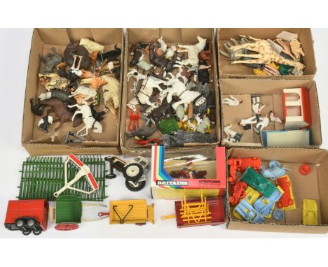 Group of Farm related animals, tractors and plastic cars - Including (1) Britains 1:32 scale 9401 Honda - Excellent Plus in F