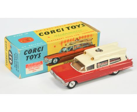 Corgi 437 Superior "Ambulance" - two-tone cream, red including roof light, brown interior, silver trim, spun hubs - this batt