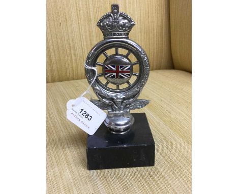 Royal Automobile Club members badge, no. MCB18967, mounted on marble base, 18cm in overall height
