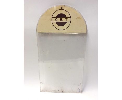 Vintage Perspex Bus time table holder marked 'CBT' 57 x 29.5cm overall