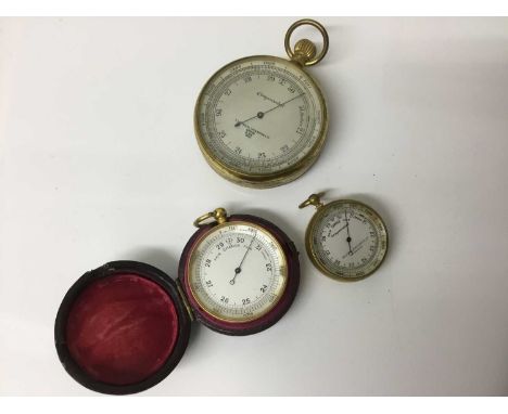 Early 20th century pocket barometer by `T A Reynolds, Son &amp; Wardale Ltd., 7cm diameter, together with small pocket barome