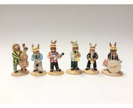 Royal Doulton Bunnykins Limited Edition The Jazz Band Collection Clarinet Player DB184 1670/2500, Banjo Player DB182 2071/250