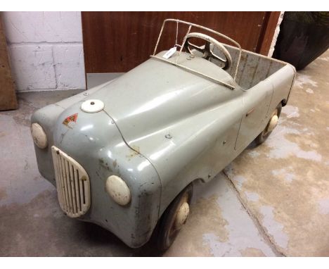 Vintage 1950's Tri-ang pedal car in original unrestored condition with original paint and decals, 92cm overall length