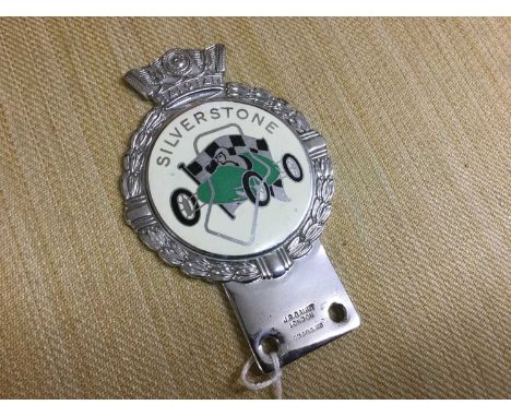 Silverstone race circuit chrome and enamel badge, by J.R. Gaunt, London