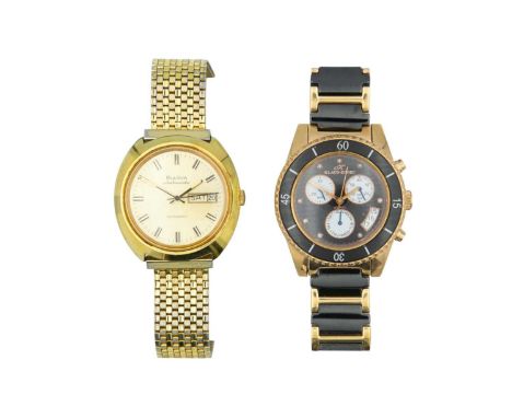 BULOVA - An Ambassador gold-plated gentleman's automatic wristwatch. Ref. 3-427145 N2, the signed gilt dial with day/date ape