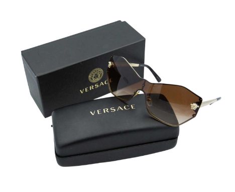 VERSACE - A pair of lady's sunglasses with original case and box. Model 2182, 1252/13, with Versace cleaning cloth and warran