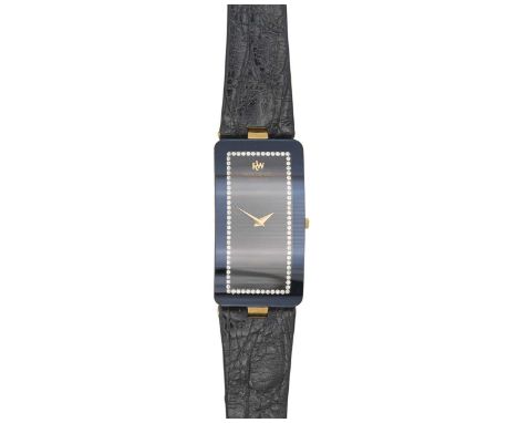 RAYMOND WEIL - An Othello gold-plated gentleman's quartz dress watch. With signed black rectangular white stone set dial, ori