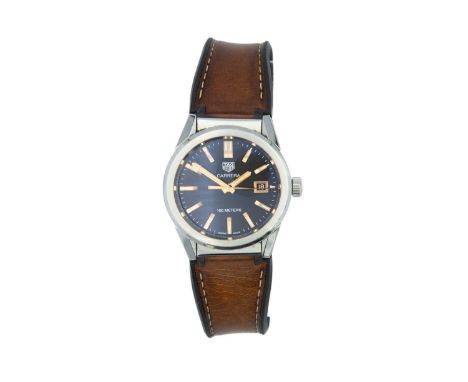 TAG HEUER - A Carrera stainless steel quartz gentleman's wristwatch. Ref. WBG1311, the black dial with rose metal and luminou