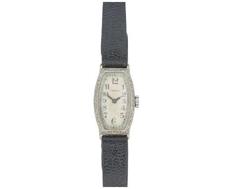 HAMILTON - An Art Deco 14k white gold cased lady's manual wind cocktail watch.  The silvered signed dial with black Breguet n