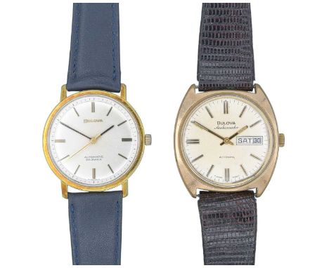 BULOVA - An Ambassador automatic gold-plated gentleman's wristwatch, and one other. The signed dial with day/date aperture an