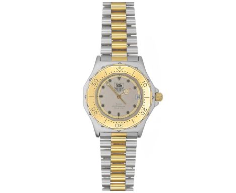 TAG HEUER - A 3000 Professional bi-colour gentleman's quartz bracelet wristwatch. Ref. 934.206, the silvered dial with dot ma