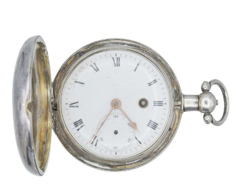 OF NAPOLEONIC NAVAL INTEREST - A George III silver full hunter fusee verge pocket watch by Cade & Robinson. Provenance - Once