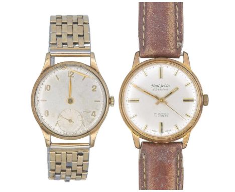 OMEGA - A 1940's 9ct gentleman's manual wind wristwatch. Circa 1944, the silvered dial with very worn signature, applied gilt