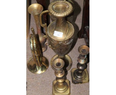 LOT OF BRASS ITEMS 
including a camera 