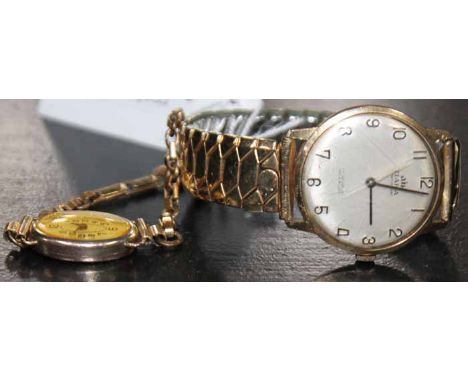 GENTLEMAN'S TIARA 9CT GOLD WRISTWATCH
the silvered dial with Arabic numerals, signed manual wind movement, fitted to an expan