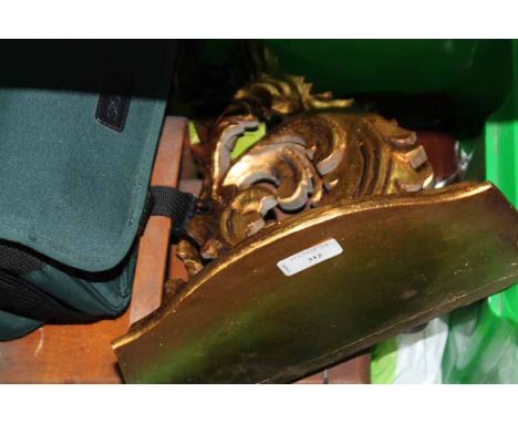 SEWING BOX WITH CONTENTS, SIGMA CAMERA, A GILT WALL BRACKET 
etc
