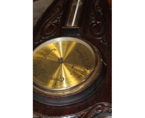 EDWARDIAN OAK BAROMETER